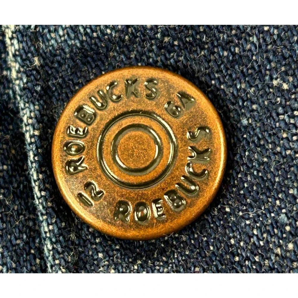 Vintage Roebucks Denim Jean Vest Red Quilted Lining Size Small